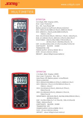 2M 2 вольтамперомметр напряжения тока DT9972A портативный цифровой